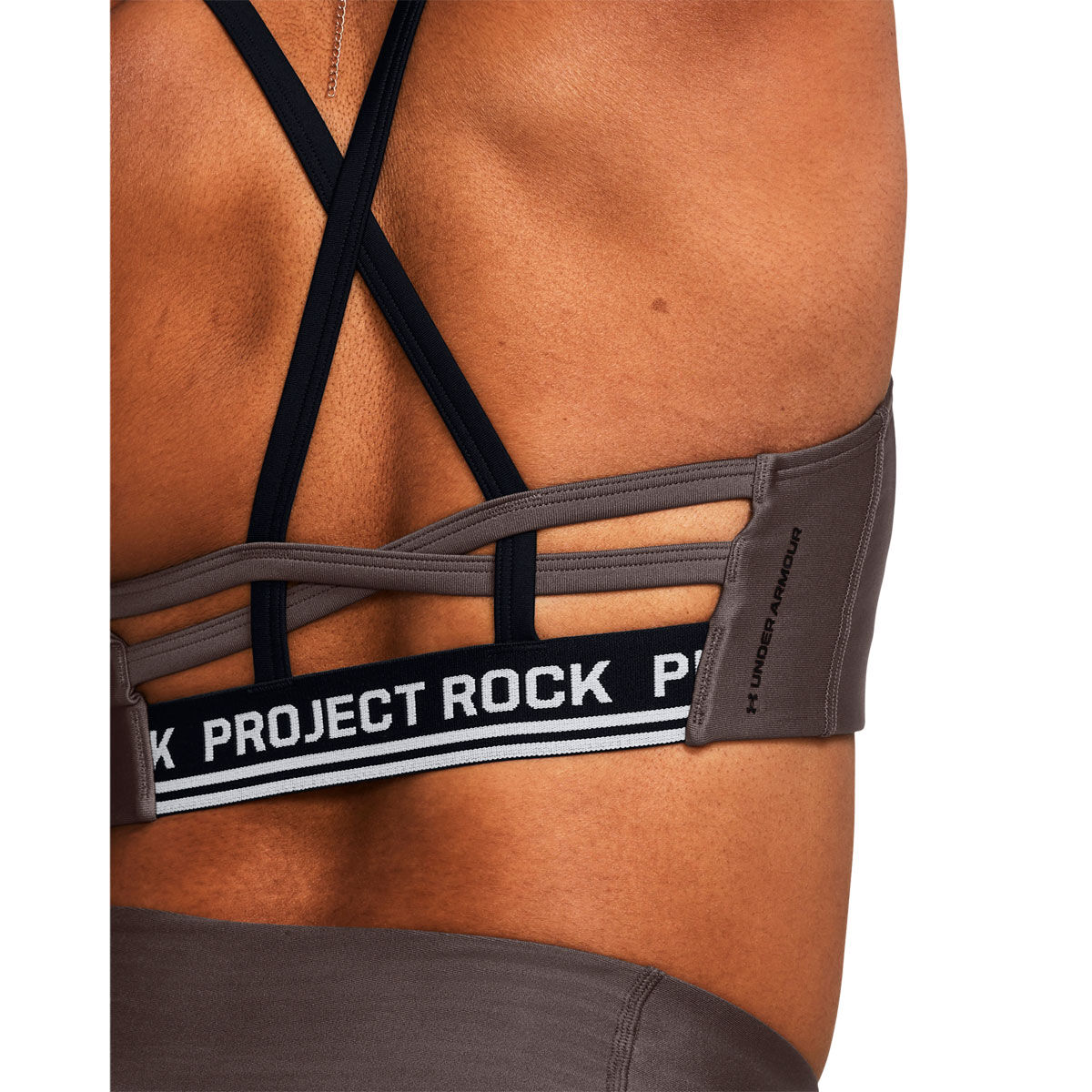 Under Armour Womens Project Rock All Train Crossback Sports Bra - Grey slider