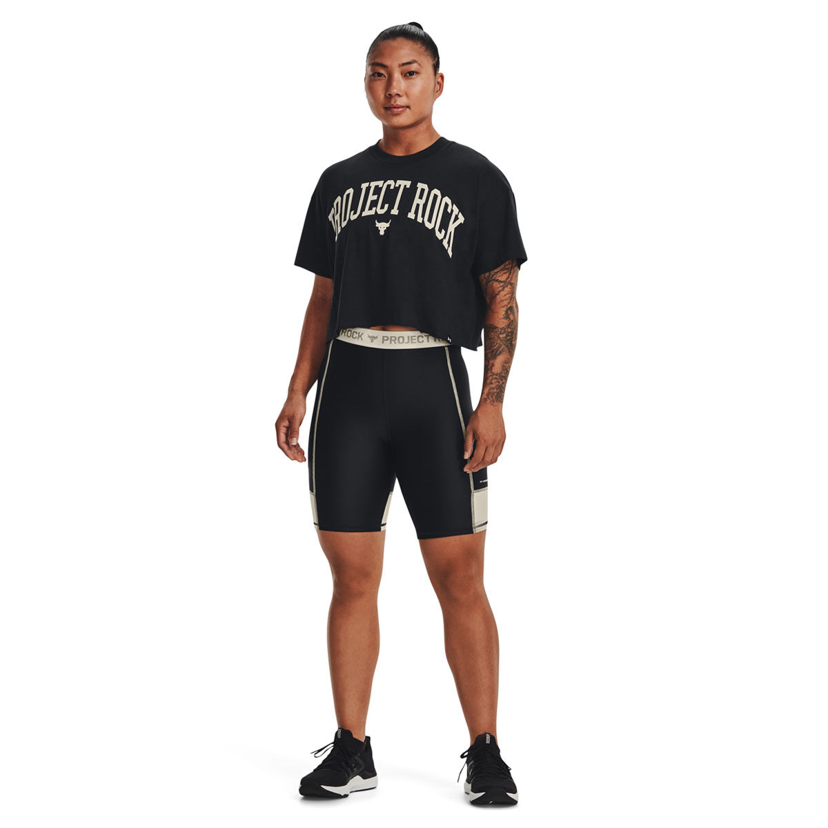 Under Armour Womens Project Rock Womens Bike Shorts Black XS - Black slider