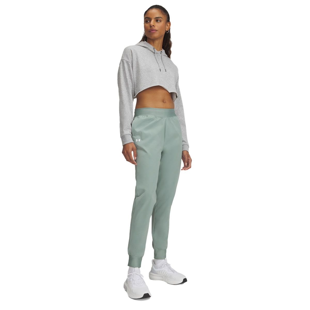 Under Armour Womens Rival Hi Rise Woven Pants - Green slider