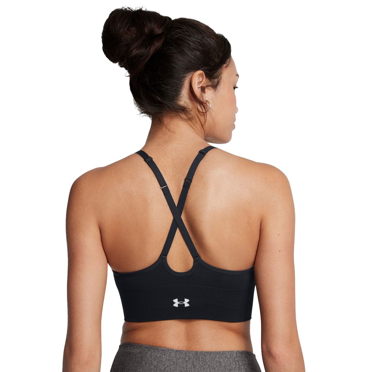 Under Armour Womens Seamless Low Bra - Black/White slider