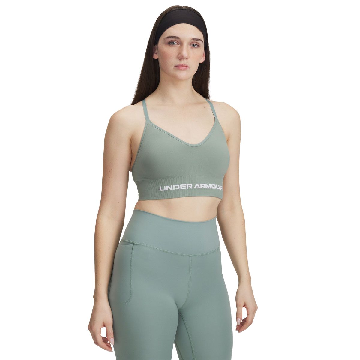 Under Armour Womens Seamless Low Bra - Green slider