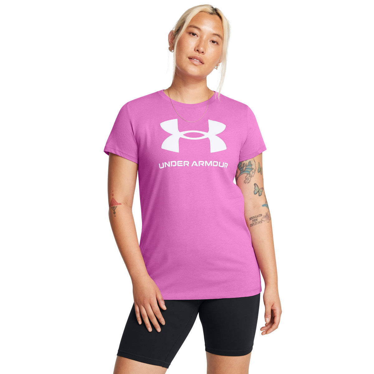 Under Armour Womens Sportstyle Logo Tee Purple/White XS - Purple/White