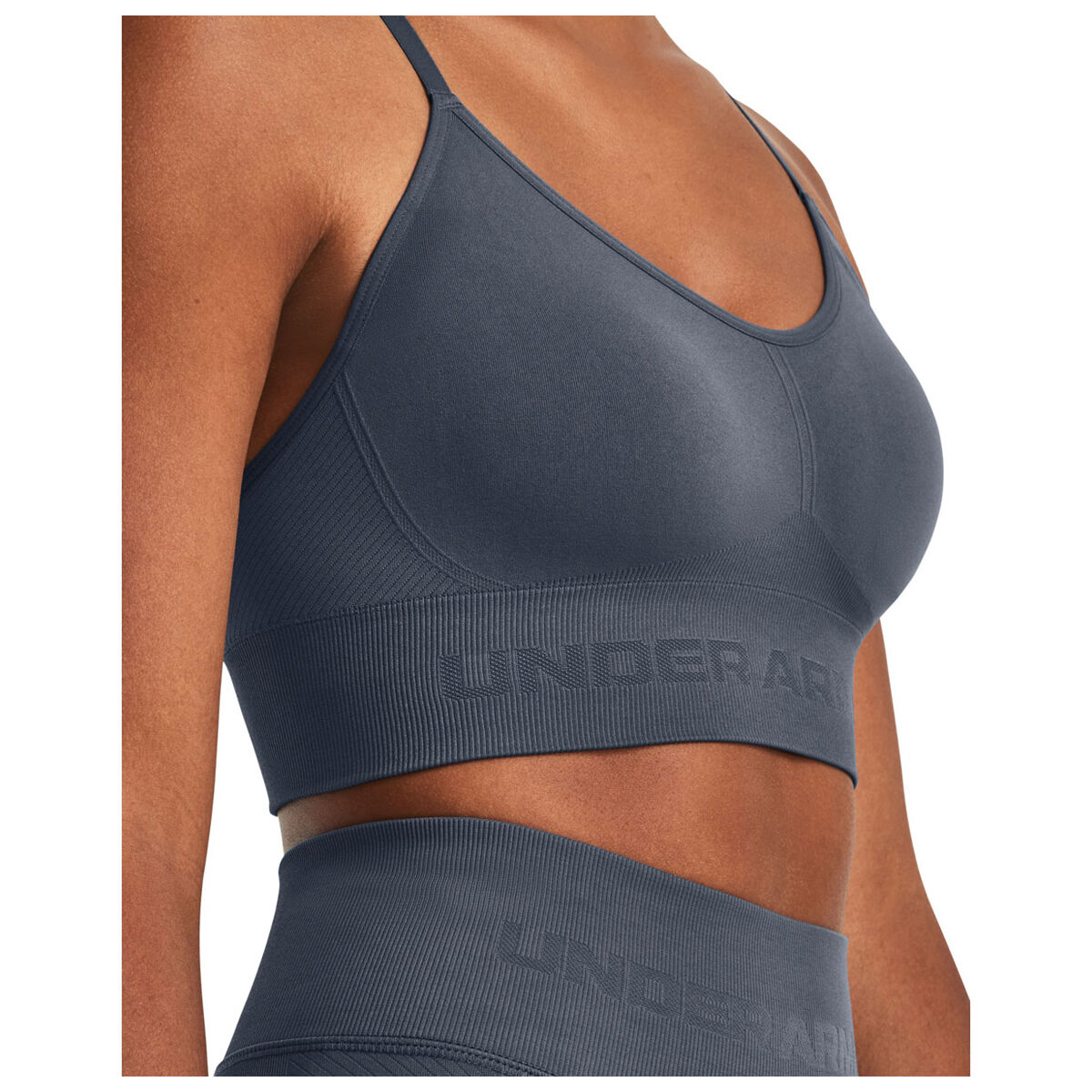 Under Armour Womens Train Seamless Low Support Long Sports Bra Grey L - Grey slider