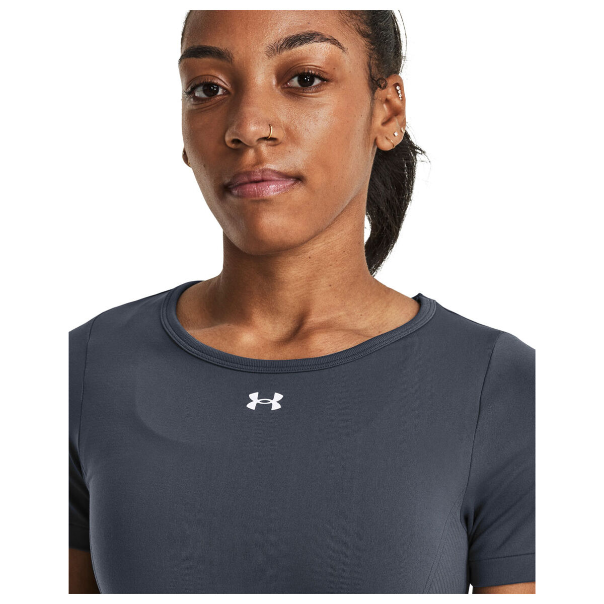 Under Armour Womens Train Seamless Tee - Grey slider