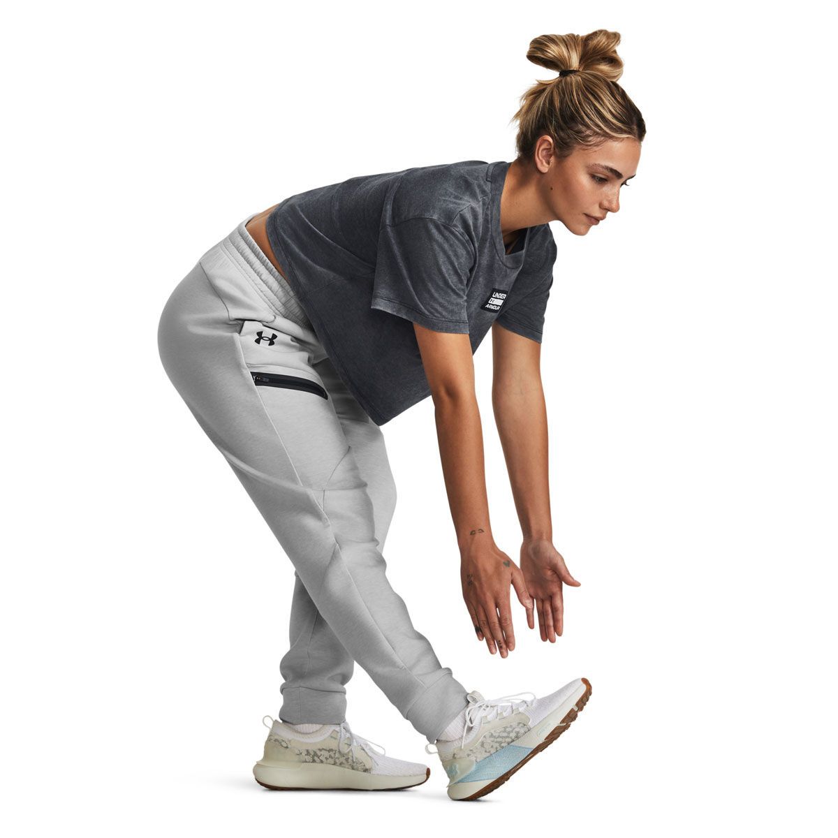 Under Armour Womens Unstoppable Fleece Jogger Pants Grey XL - Grey slider
