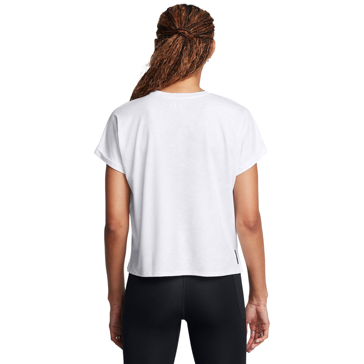 Under Armour Womens Vanish Energy Crop Print Training Tee - White/Black slider