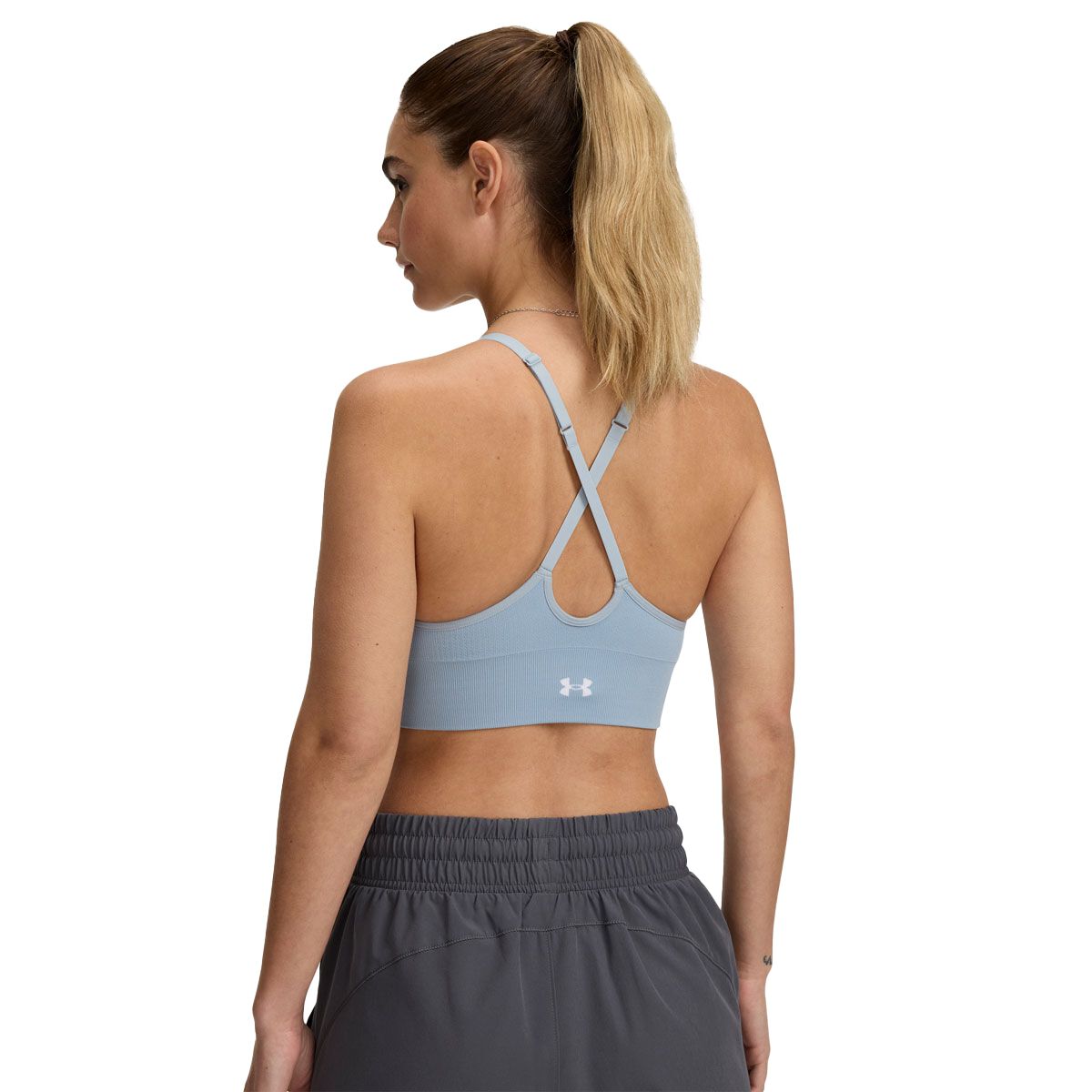 Under Armour Womens Vanish Seamless Low Bra - Blue slider