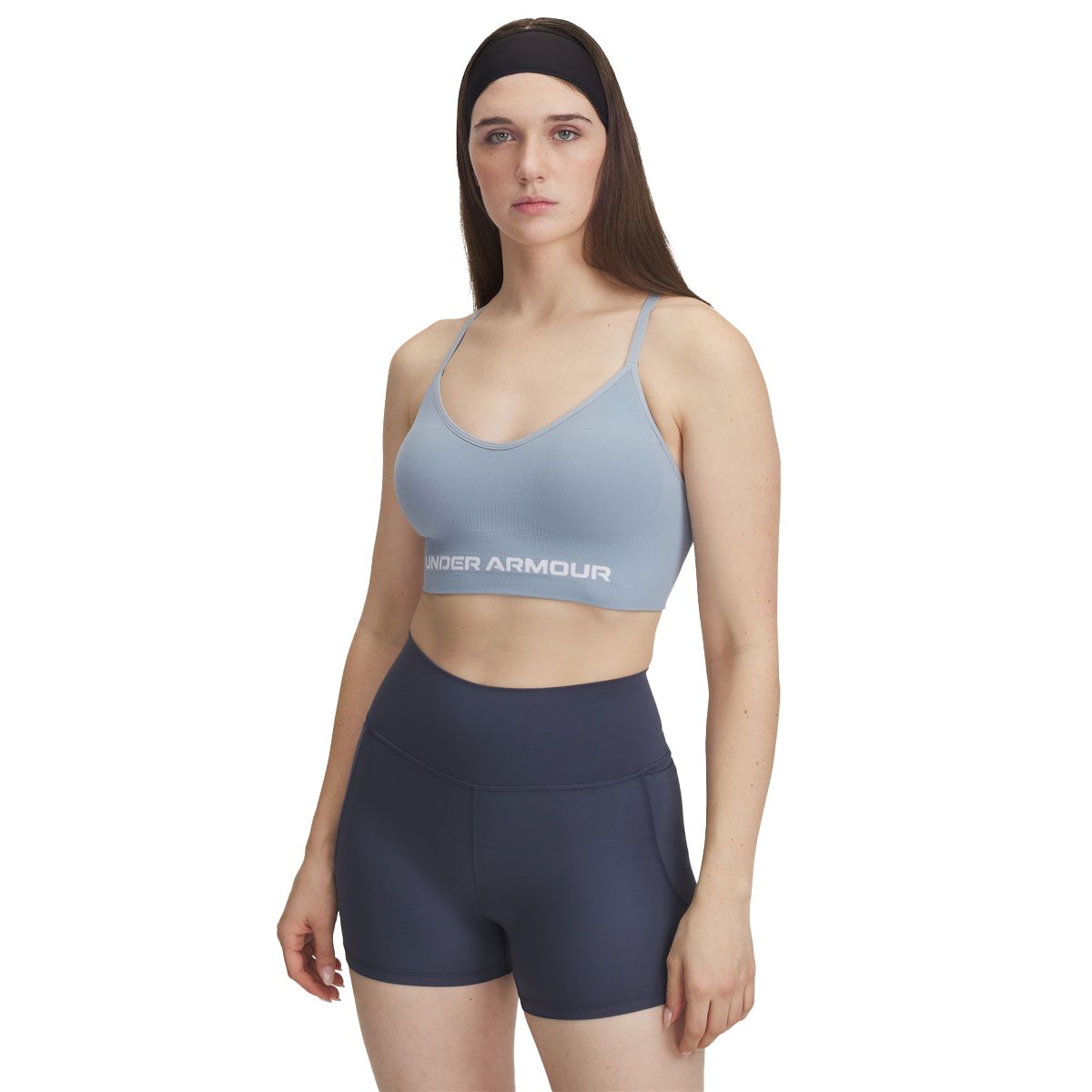 Under Armour Womens Vanish Seamless Low Bra - Blue slider