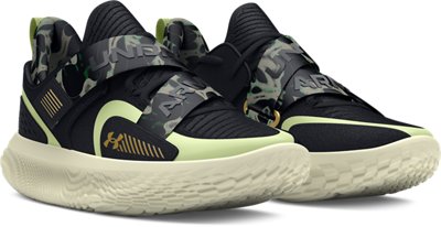 Unisex UA FUTR X 4 Camo Basketball Shoes - Black / Retro Green - 001 slider