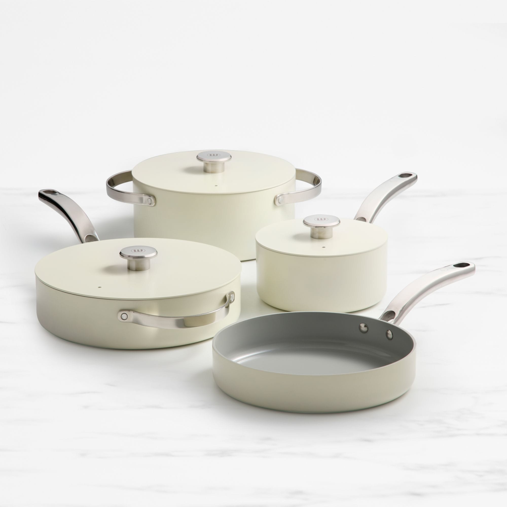 Wolstead Mineral 4pc Non Stick Cookware Set Ivory - Cart slider