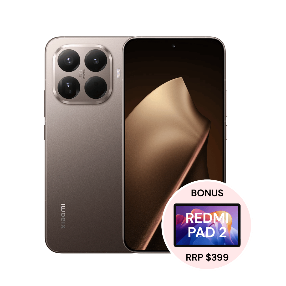 Xiaomi 15T Pro 5G (256GB/12GB, Bonus: REDMI Pad 2 256GB, AU Version) - Mocha Gold slider